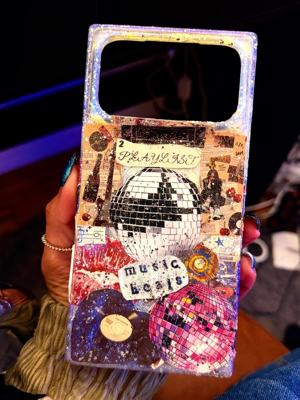 Handmade Glitter Music Heals Disco iPhone 17 Pro Max Case - Multicolor - NEW
